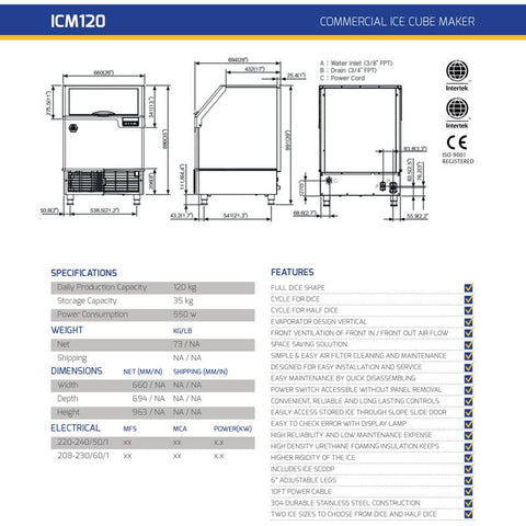 ICM120 Ice Cube Maker - Hessian Vending