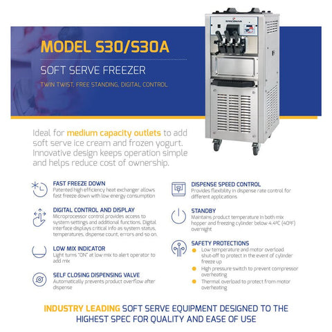 S30 Soft Serve Frozen Yoghurt Machine - Hessian Vending