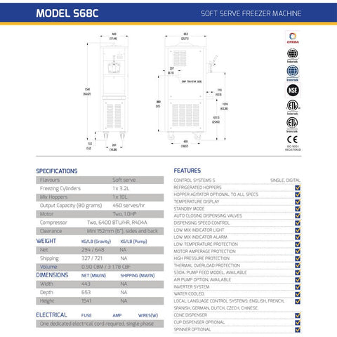S68C Soft Serve Ice Cream Machine - Hessian Vending