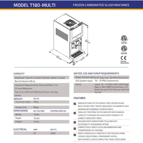 T180-2 - Fizzy Slush Machine - Hessian Vending