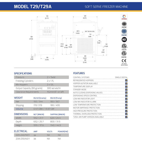 T29A Soft Serve Ice Cream Machine - Hessian Vending