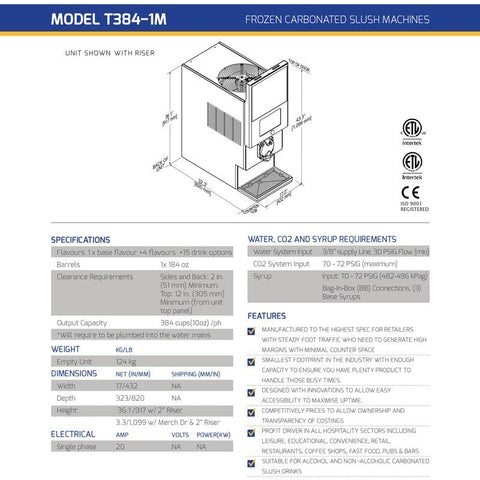 T384-1M - Multi Flavour Fizzy Slush Machine - Hessian Vending