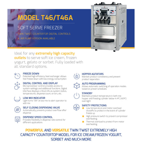 T46 Soft Serve Frozen Yoghurt Machine - Hessian Vending