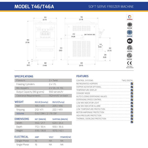 T46A Soft Serve Ice Cream Machine - Hessian Vending