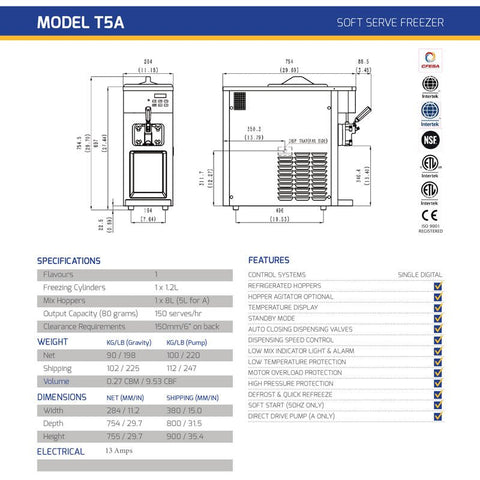 T5A Soft Serve Ice Cream Machine - Hessian Vending